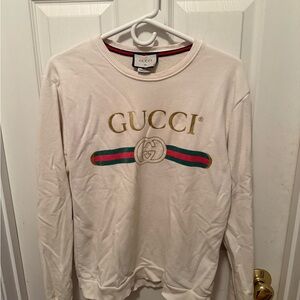 Gucci Off-White Sweatshirt with Gold Logo